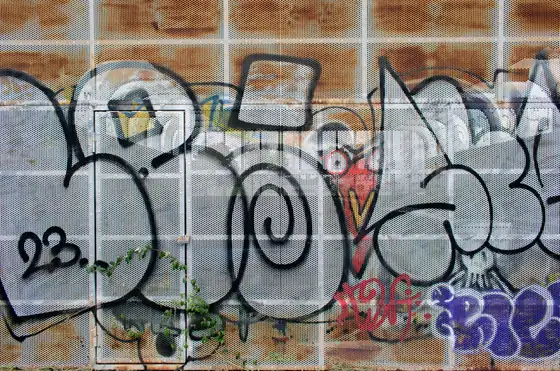 Graffiti-covered tiles