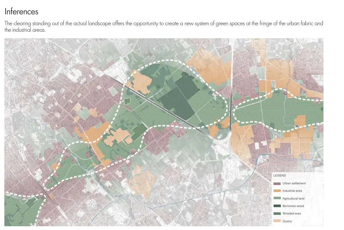 Territorial inference plan tracing the transversal clearing and its connections between regional landscape systems