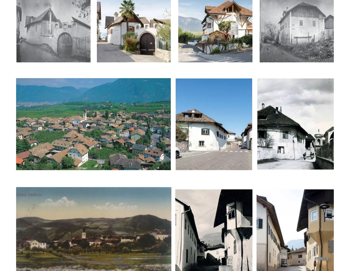 Photographic survey of Girlan's historic streets, buildings, and surrounding vineyards