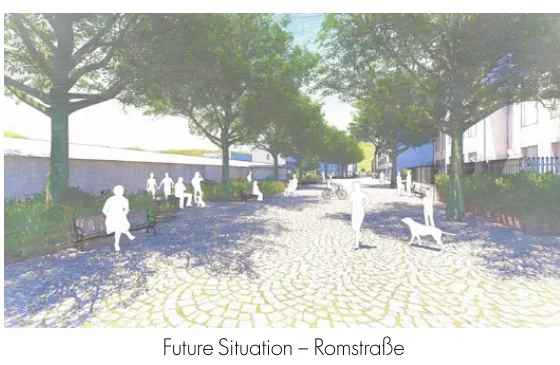 Future Romstraße as a shaded pedestrian-oriented public space