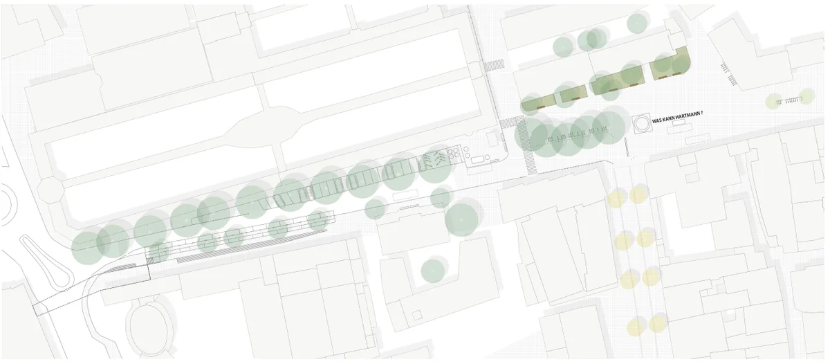 Plan for the first-year clearing and opening of Hartmannplatz and Romstraße