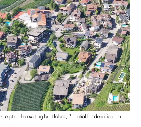 Aerial excerpt of Schenna's existing built fabric and an area identified for densification