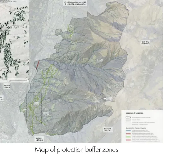 Map of statutory protection buffer zones across Schenna