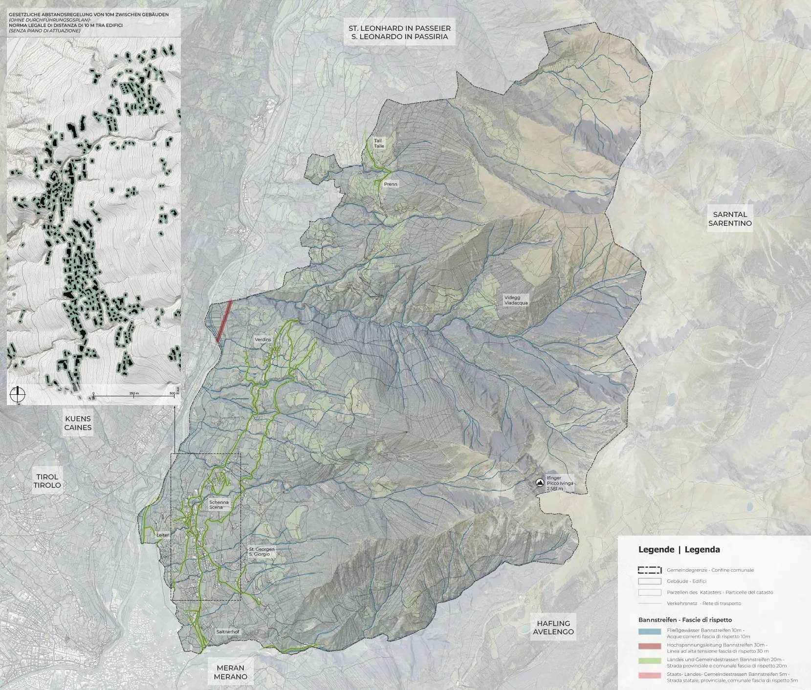Map of statutory protection buffer zones across Schenna